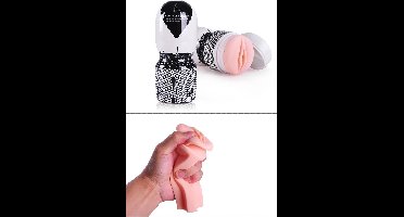 Power Escorts - Masturbator Cup - Kunst Kut - Kunst Vagina - Speeltjes voor Mannen - Pocket Pussy - White Black - BR25 - beige - 16,5 cm