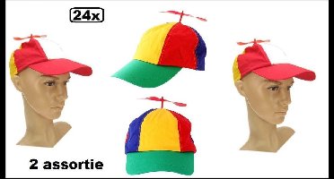 24x Baseball cap propeller assortie kleuren - verstelbaar - Festival thema feest