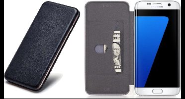 Hoesje geschikt voor Samsung Galaxy S7 Edge - Book Case Kunstleer Minimalistisch Zwart