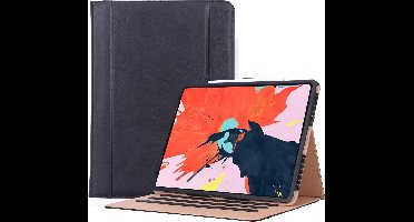 Hoes geschikt voor Apple iPad Pro 12.9 (2018) Smart Vintage Book Case Kunstleer Zwart - Hoesje van iCall