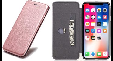 Hoesje Book Case Portemonnee Cover geschikt voor Apple iPhone Xs / X - Roségoud Kunstlederen Siliconen iCall Wallet
