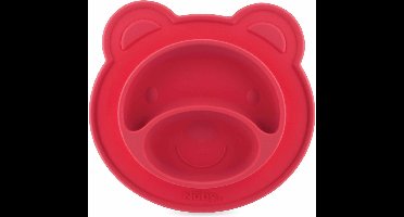 Nûby - Siliconen bord en placemat in één met zuigbodem - Rood - Beer - 9m+