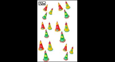 72x Papieren punthoedjes rood/geel/groen