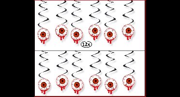 12x Halloween Decoratie swirls ogen met bloed 60 cm