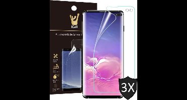 3x Screenprotector geschikt voor Samsung Galaxy S10 Plus | Glas PET Folie Screen Protector Transparant iCall | Full-Screen