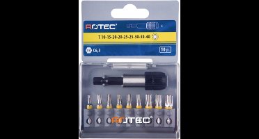 Rotec 10 dlg. 1/4 Bitset 25 mm TORX + Quick-lockhouder