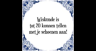 Tegeltje met Spreuk (Tegeltjeswijsheid): Wiskunde is tot 20 kunnen tellen met je schoenen aan! + Kado verpakking & Plakhanger