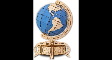Eco-Wood-Art Globe - Houten Modelbouw - Blauw