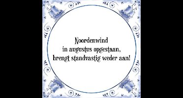 Tegeltje met Spreuk (Tegeltjeswijsheid): Noordenwind in augustus opgestaan, brengt standvastig weder aan! + Kado verpakking & Plakhanger