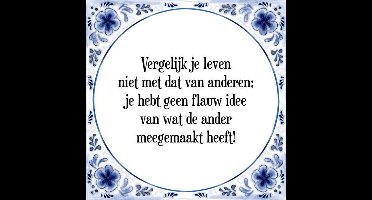 Tegeltje met Spreuk (Tegeltjeswijsheid): Vergelijk je leven niet met dat van anderen; je hebt geen flauw idee van wat de ander meegemaakt heeft! + Kado verpakking & Plakhanger