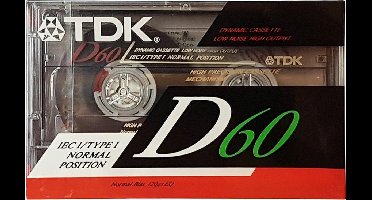 Vintage Audio Cassette Tape TDK D-60 Normaal Position type I /  Sealed Blanco Cassettebandje
