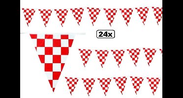 24x Vlaggenlijn geblokt rood/wit 10 meter