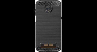 Shop4 - Motorola Moto Z3 Play Hoesje - Zachte Back Case Brushed Carbon Zwart