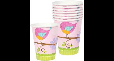 8 bekertjes - geboorte meisje - Baby Girl - karton