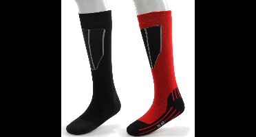 Falcon - Coolly 2pack - Skisokken - 35 - 38 - Zwart/Rood/Grijs