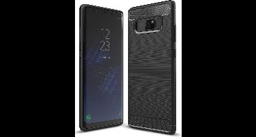 Geborsteld Hoesje geschikt voor Samsung Galaxy Note 8 Soft TPU Gel Siliconen Case Zwart iCall