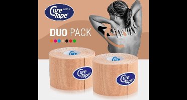 CureTape® Classic voordeelset - Beige - Kinesiotape – 2 rollen - 5cm x 5m - Elastische tape - FysioTape - Kinesiologie Tape - Cure Tape