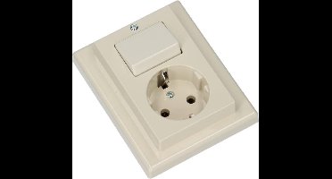 MERTEN schakelaarcombinatie | System M | wisselschakelaar + randaarde wandcontactdoos | inbouw | briljant wit |
