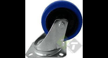 Flightcase Zwenkwiel - blue wheel - 100mm diameter - belastbaar tot 200KG