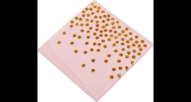 Servetten Roze/Goud stippen (20st)