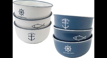 Set 6 Ontbijtkommen Schaal Marine Nautisch Scheepvaart