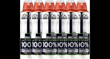 L’Oréal Paris Men Expert Shirt Protection Deodorant - 6 x 150 ml - Spray - Voordeelverpakking
