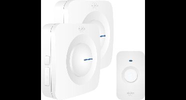 ELRO DB3000 Draadloze Deurbel Set – met 2x Ontvanger op batterij - Bereik 300 meter - IP65 Waterdicht - 64 Melodieën - Wit