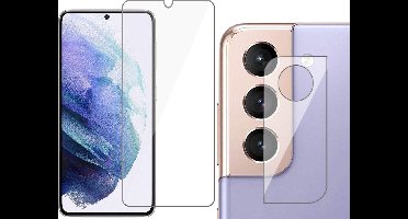 Screenprotector geschikt voor Samsung S21 Plus + Camera Protector - Glas Screen Protector