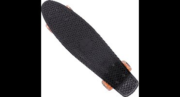 Skateboard Retro 57cm met LED wielen- zwart - oranje - tot 100 kg belastbaar
