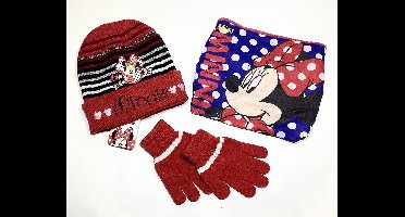 Disney Minnie Mouse Winter Set 3-delig - Muts + Col + Handschoenen - Rood - maat 54 cm (+/- 3-7 jaar)