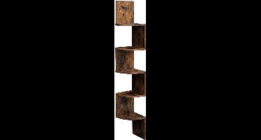 Hoppa! Zigzag Hoekkast - Wandplank - Wandkast - Bruin - Kunststof - 20x20x127,5 cm (BxDxH)