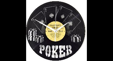Yesterdays Vinyl Klok Pokeren - 30 cm - Met geschenkverpakking