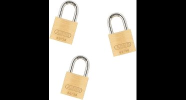 ABUS hangslot 60/30 | set van 3 STUKS gelijksluitend | messing | gehard stalen beugel | beugel Ø 4,8 mm | met 4 sleutels