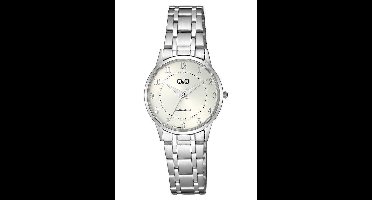 Q&Q QZ61J204Y - Horloge - Analoog - Dames - Vrouwen - Stalen band - Rond - Metaal - Cijfers - Zilverkleurig - Wit - 3ATM