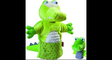 Haba Handpop Krokodil Met Baby Junior 30 X 22 Cm Polyester Groen