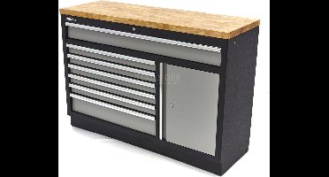 HBM 7 Laden 136 Cm. Professionele Gereedschapskast, Werkbank Met Deur voor Werkplaatsinrichting