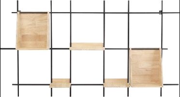 Wandrek 140x21x75 cm MAISEY zwart+hout naturel