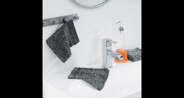 Washand 15x21cm set 2 stuks kleur grijs 100%katoen