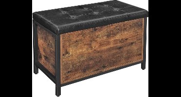 Hoppa! Opbergbank - Bruin/Zwart - Hout/Metaal - 80 x 40 x 50 cm