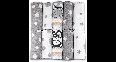 Hydrofiele Luiers - Hydrofiele Doeken - 70 x 80 cm - 10 pack – Grijs – Sterren - EU gefabriceerd – FENSILO hydrofiele doeken