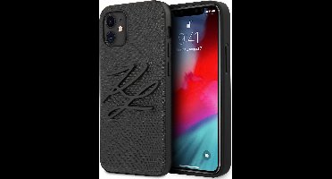 Zwart hoesje van Karl Lagerfeld - Backcover - iPhone 12 Mini - Lizard Signature