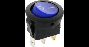 Schakelaar - blauw - 250 volt - 6A - verlicht rond - 3 pins