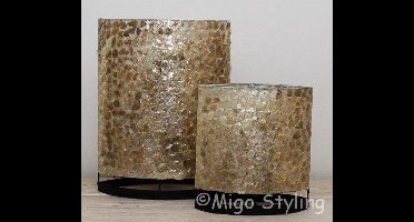 Tafellamp - Schelp - Copper - Gevlokt - Woonkamer - E27 - Nachtkast lampje - Ovaal - Bedlamp - Hoogte 30 cm