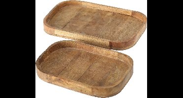 Boltze - Dienbladen - Decoratie dienbladen - Set van 2 - Mango hout - 45x30 en 38x25cm