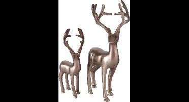 Hert - Beeld- 2 set - Winter - 34cm - Koper - Aluminium.