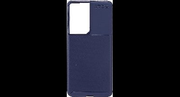 Shop4 - Samsung Galaxy S21 Ultra Hoesje - Zachte Back Case Carbon Donker Blauw