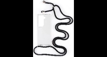 Shop4 - Samsung Galaxy S21 Ultra Hoesje - Zachte Back Case met Koord Zwart