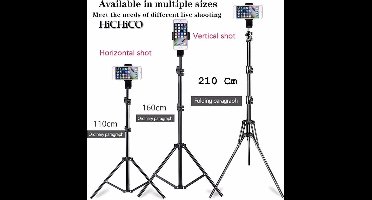 Smartphone Tripod Camera Statief 215 Cm + 360 ° Draaigreep, Telefoonhouder en Bluetooth Remote Shutter – HiCHiCO