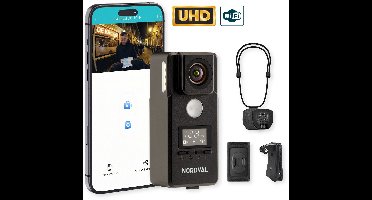Nordväl BC101F Bodycam – 4K Ultra HD – Tot 10 uur accuduur – Ingebouwde beeldstabilisator – Wifi – 3-zijdige verlichting – Draagbare body camera