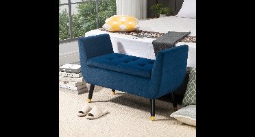 Bankje – Zitbank – Opbergbank – Halbankje – Velours Bench – Luxe Stereoopbergruimte – Zacht Polyester – Rubberen Houten Poten – Verstelbare Voetdopjes – 107x42x65 cm